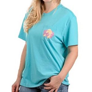 LAUREN JAMES Women S Graphic Tee in Flower & Fur Aqua XXL